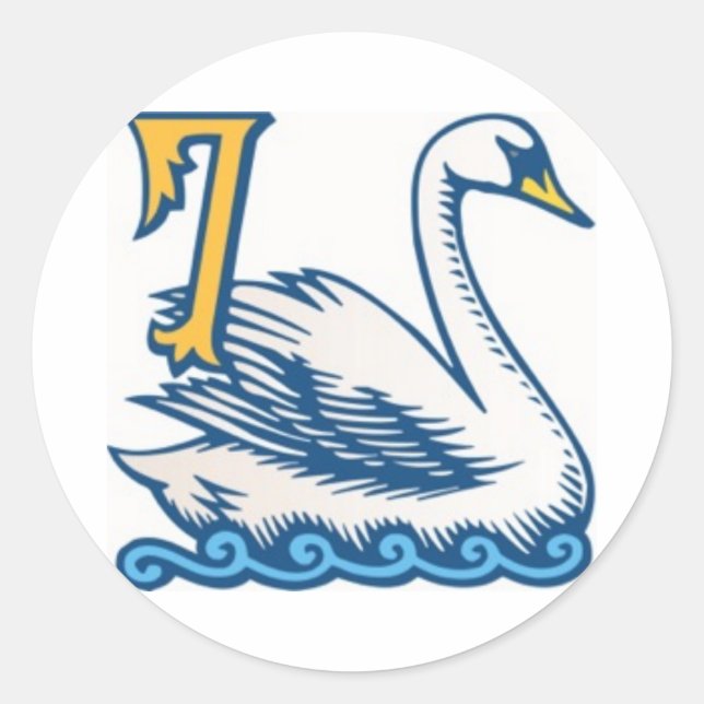 Sticker Rond Douze jours de Noël - Sept Cygnes nage (Devant)