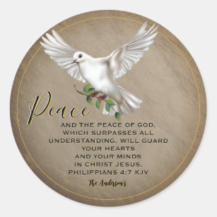 Sticker Rond Dove de la paix Scripture personnalisée Verse