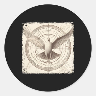 Sticker Rond Dove Vitruvian Dove Bird Dove