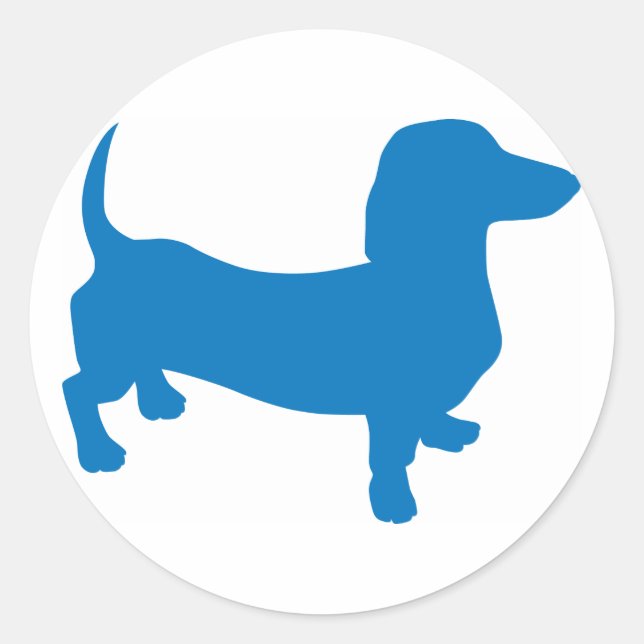 Sticker Rond Doxie Bleue, Dachshund (Devant)