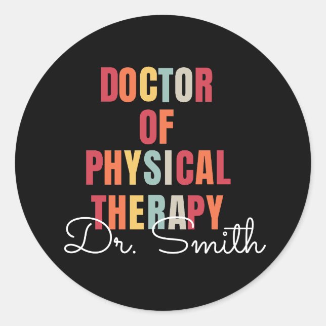 Sticker Rond DPT Docteur en Thérapie Physique Personnalisé (Devant)