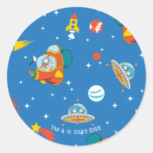 Sticker Rond Dr Seuss   Chat dans le Motif spatial Casquette