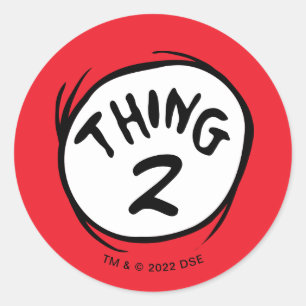 Sticker Rond Dr. Seuss   Chose Personnalisée Un Deux