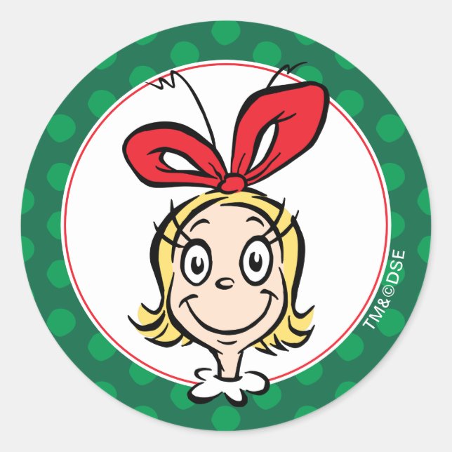 Sticker Rond Dr Seuss | Cindy-Lou Qui est Nice (Devant)