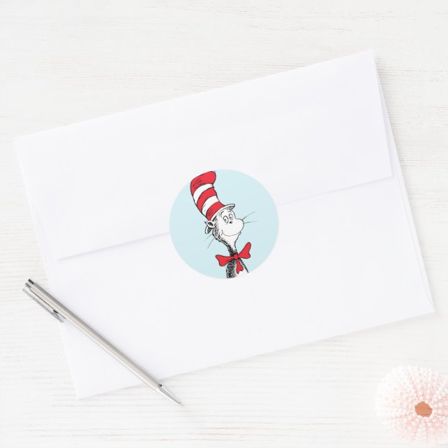 Sticker Rond Dr. Seuss I Chat dans le Casquette debout haut (Enveloppe)