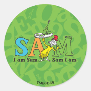 Sticker Rond Dr Seuss Je Suis Sam. Je Suis Sam.