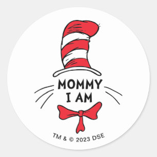 Sticker Rond Dr. Seuss Le Chat dans le Chapeau - Maman je sui