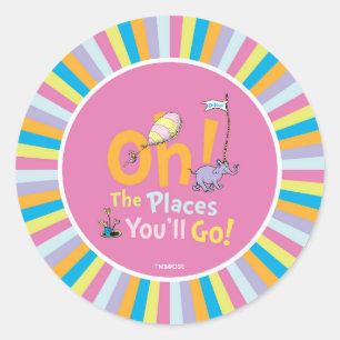Sticker Rond Dr Seuss   Oh, les endroits où vous irez !