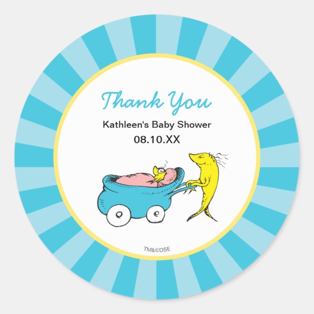 Sticker Rond Dr. Seuss | Un poisson - Cadeau de remerciement po (Devant)