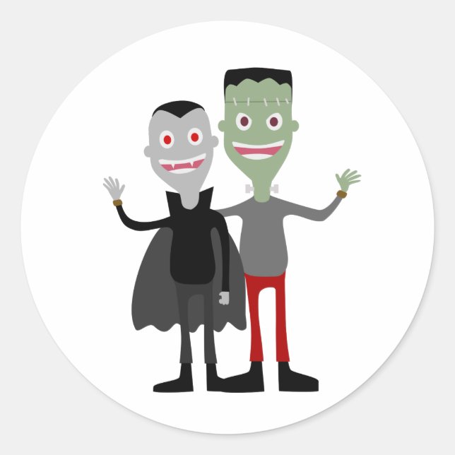 Sticker Rond Dracula et Frankenstein (Devant)