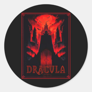Sticker Rond Dracula Gothique Horreur Vampire Art -halloween Va