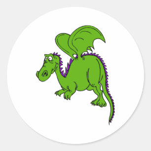Sticker Rond Dragon à ailes vertes