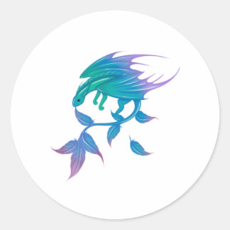 Sticker Rond Dragon à plumes