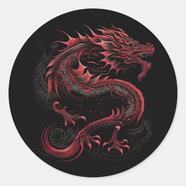 Sticker Rond dragon à tête jaune-verte (Devant)
