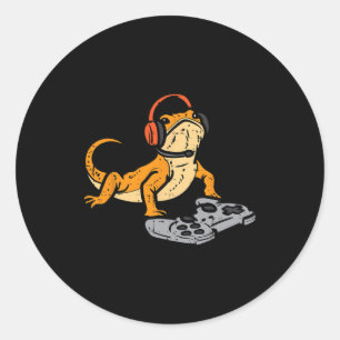 Sticker Rond Dragon barbu jeu vidéo drôle gamer animal hommes