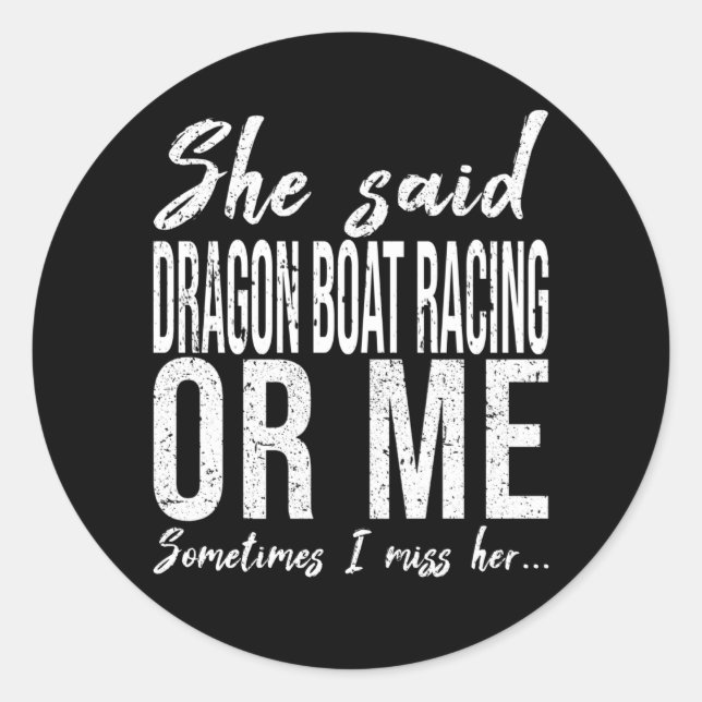 Sticker Rond Dragon Boat Racing drôle idée cadeau (Devant)