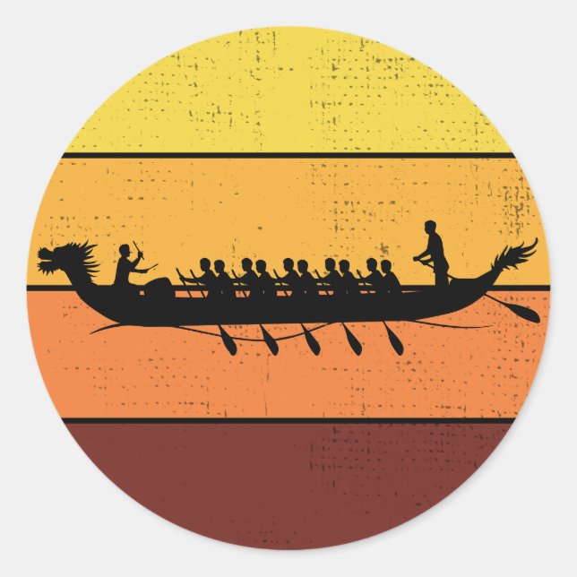 Sticker Rond Dragon Boat Racw Crew Paddlers Water Sport (Devant)