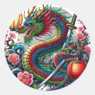 Sticker Rond dragon chinois