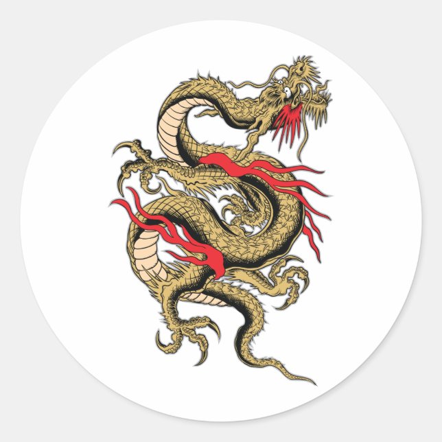 Sticker Rond Dragon chinois conceptions personnalisables (Devant)