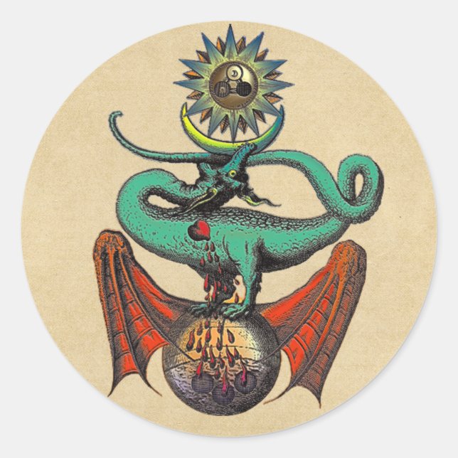 Sticker Rond Dragon d'alchimie de défilement Ripley (Devant)