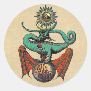 Sticker Rond Dragon d'alchimie de défilement Ripley