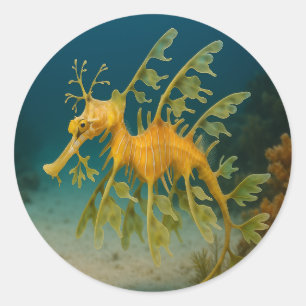 Sticker Rond Dragon de mer verdoyant
