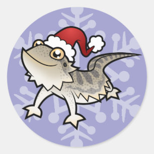 Sticker Rond Dragon de Noël barbu / Dragon de Rankin