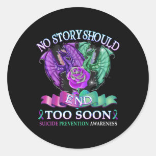 Sticker Rond Dragon de sensibilisation au suicide Aucune histoi
