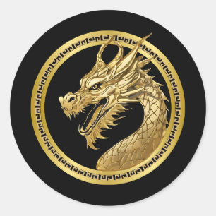 Sticker Rond Dragon d'or