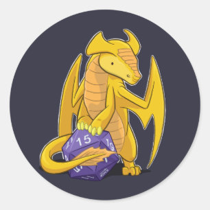 Sticker Rond Dragon d'or D20