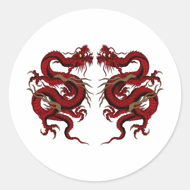 Sticker Rond Dragon double (Devant)