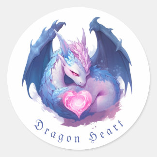 Sticker Rond Dragon et coeur