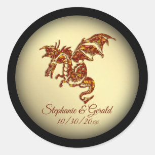 Sticker Rond Dragon flamboyant sur Gold Personal