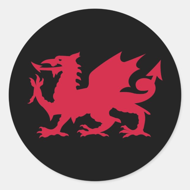 Sticker Rond Dragon gallois rouge (Devant)