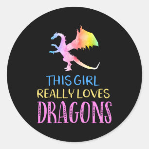 Sticker Rond Dragon Loves Dragons Ailes Imaginaire Feu Dragon