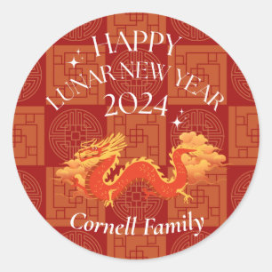 Sticker Rond Dragon lunaire du Nouvel An