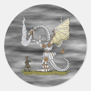 Sticker Rond Dragon mécanique