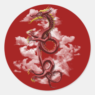 Sticker Rond Dragon oriental