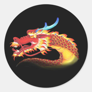 Sticker Rond Dragon oriental