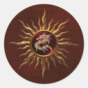 Sticker Rond Dragon ornemental de Sun