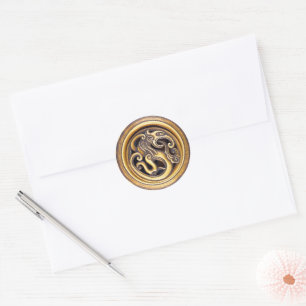 Sticker Rond Dragon Power Masculine Antique Oriental Luxe