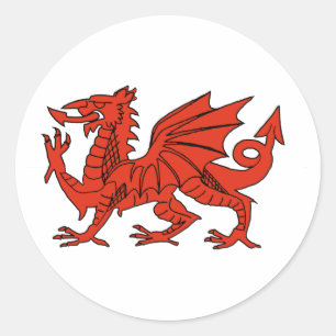 Sticker Rond Dragon rouge