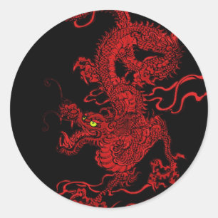 Sticker Rond Dragon rouge