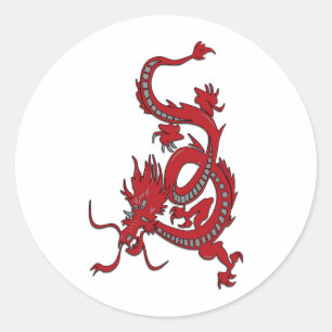 Sticker Rond Dragon rouge - Année du Dragon