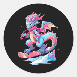Sticker Rond Dragon Snowboard Snowboard Snowboardeur Hiver