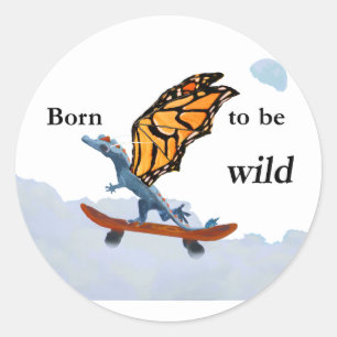 Sticker Rond Dragon sur skateboard