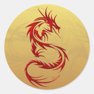 Sticker Rond Dragon tribal