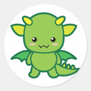 Sticker Rond Dragon vert