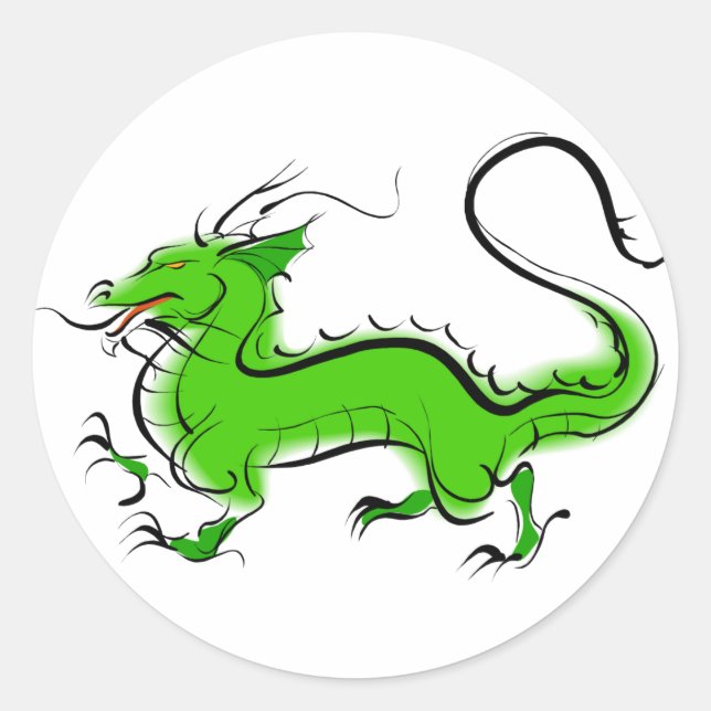 Sticker Rond Dragon vert (Devant)