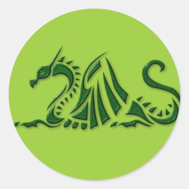 Sticker Rond Dragon vert métallique (Devant)